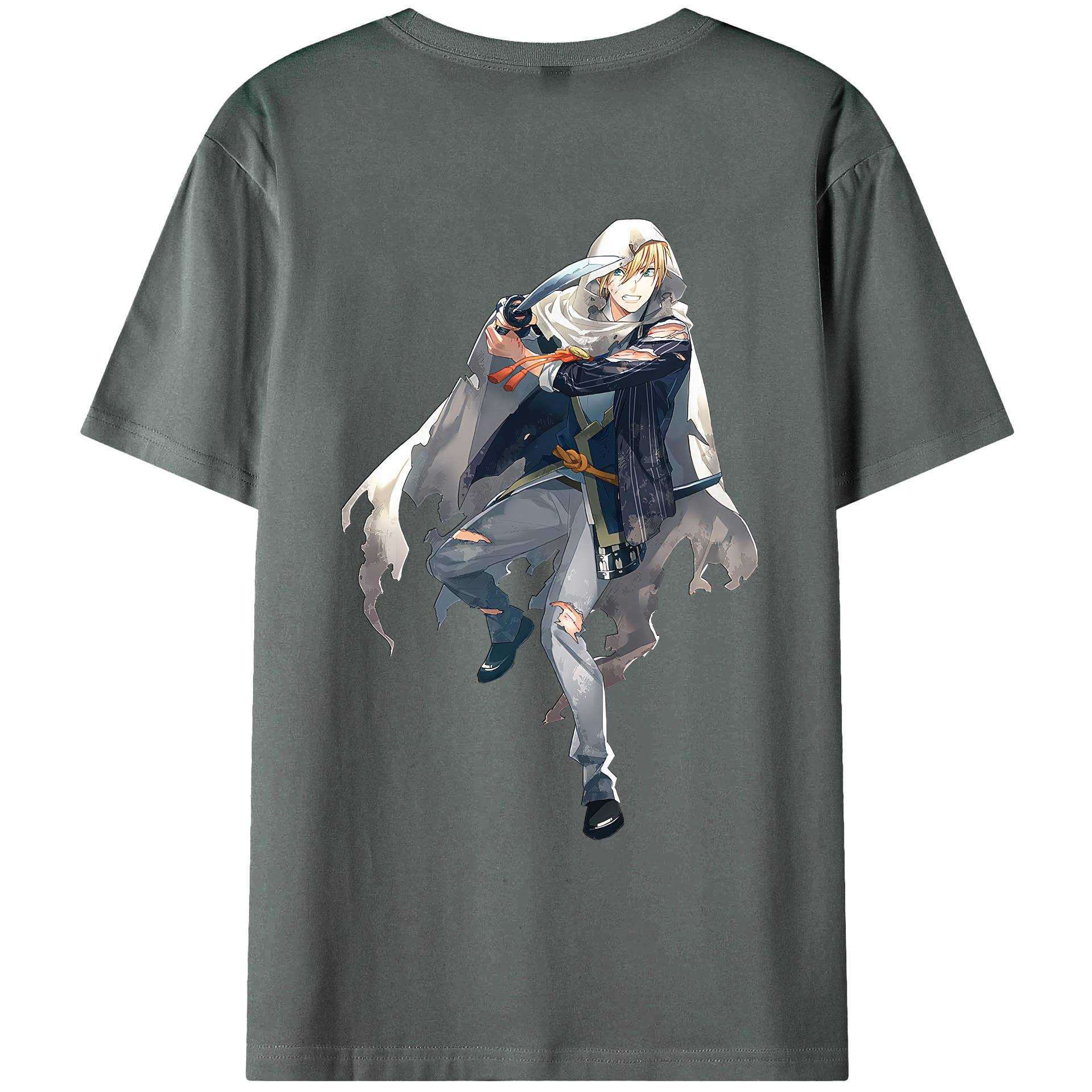 （画像用） 刀剣乱舞 Touken Ranbu 綿100％ メンズ半袖Tシャツ（バックプリント） 通気性